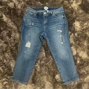 Lane Bryant FlexMagic Waistband Mid-Rise Girlfriend Crop Distressed Jeans